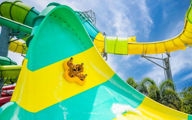 Group riding a water slide at Adventure Island, Tampa.