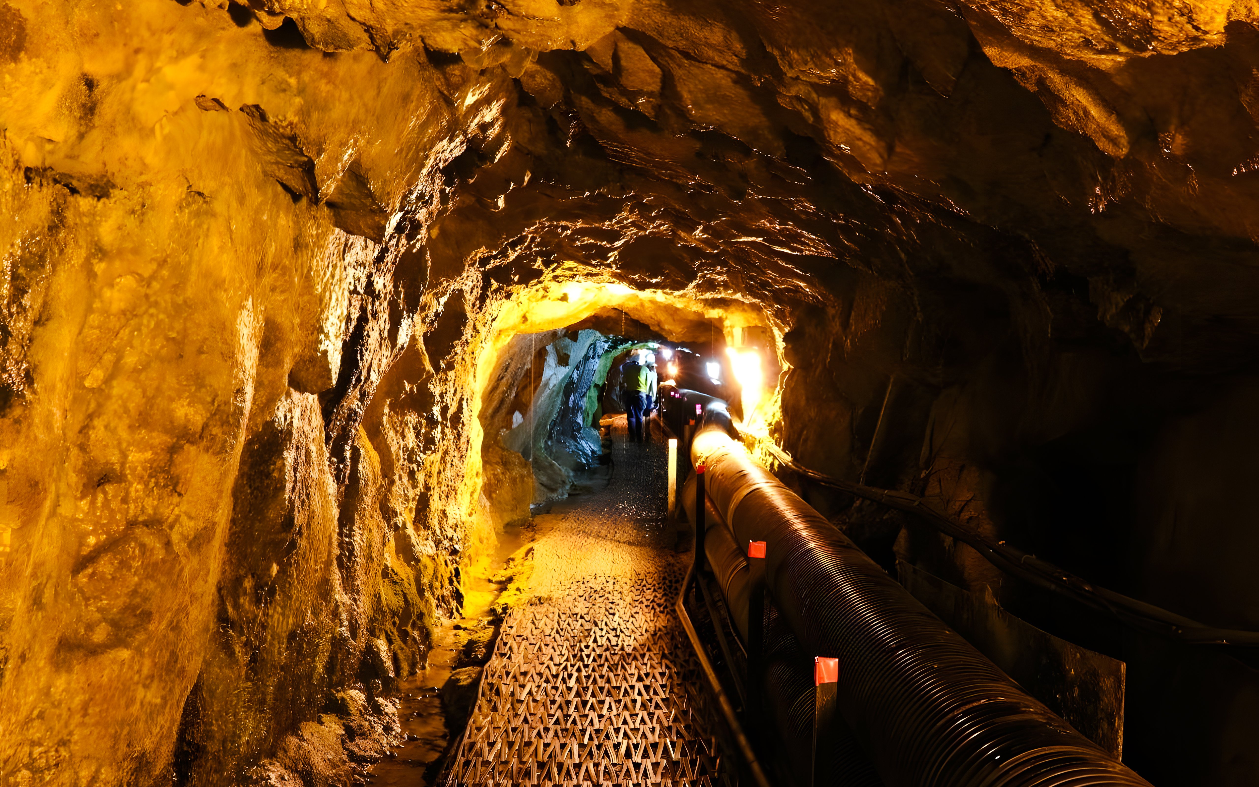 Underground tunnel in the DMZ with visitors exploring the passage.