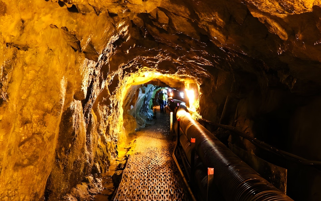 Underground tunnel in the DMZ with visitors exploring the passage.