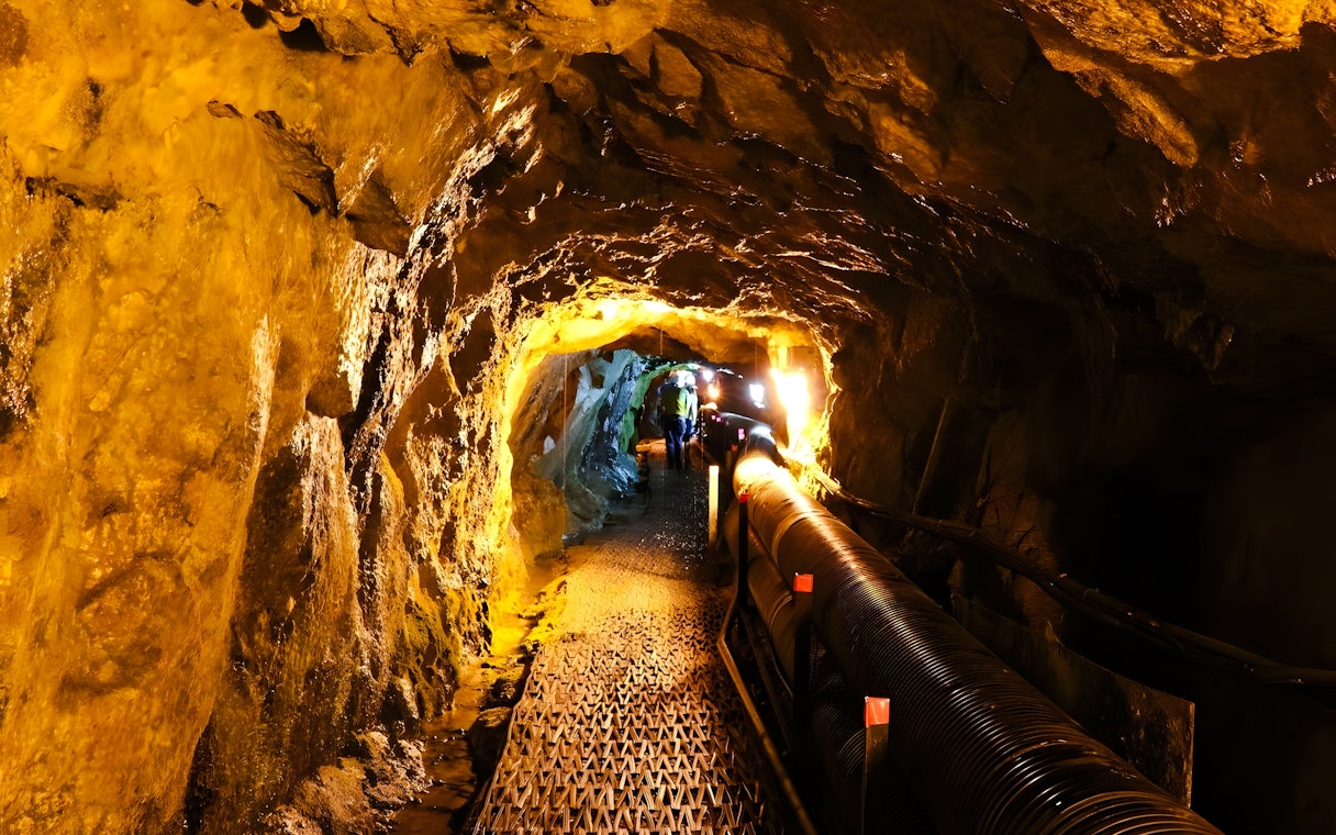 Underground tunnel in the DMZ with visitors exploring the passage.