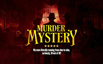 Bordeaux Murder Mystery game poster with silhouettes and vintage setting.