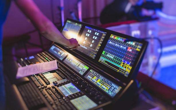 Concert lighting control panel at Jubin Nautiyal live event.