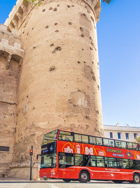 Valencia hop-on hop-off bus near Torres de Quart.