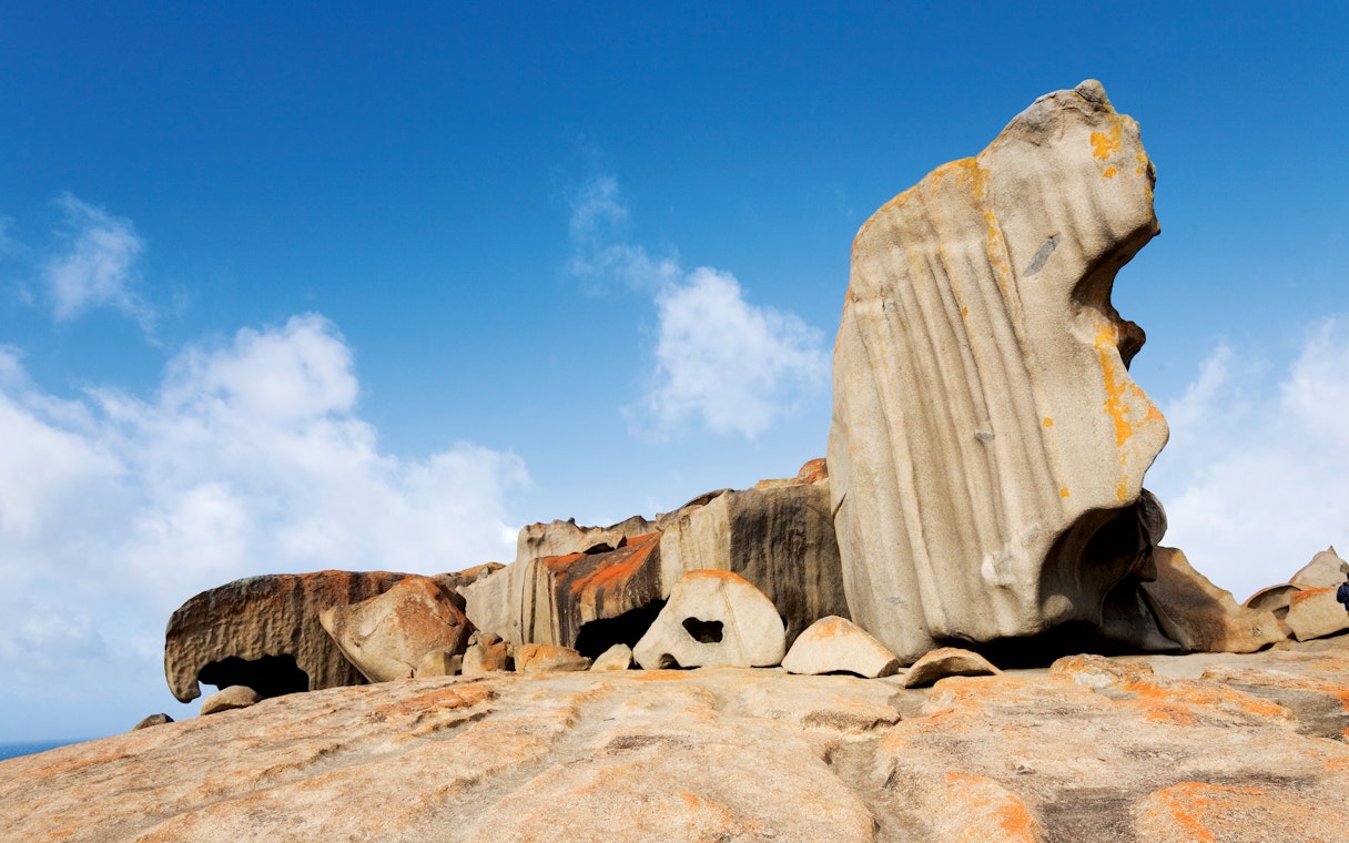 Remarkable Rocks formations under blue sky on Kangaroo Island, Australia.