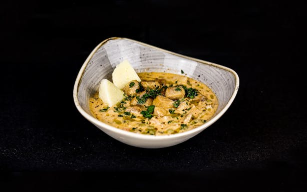 Traditional Hungarian dish served on Budapest dinner cruise.