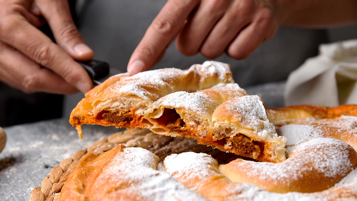 Mallorca pastry assortment on a table during a one-day tour in Mallorca, Spain.