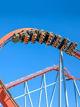 Roller coaster loop at Parque de Atracciones, Madrid.