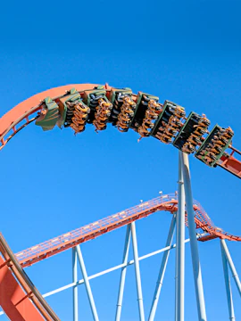 Roller coaster loop at Parque de Atracciones, Madrid.