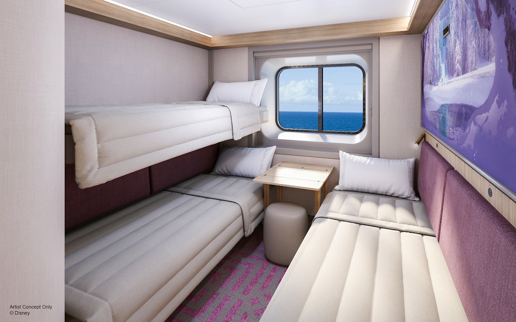 Oceanview Stateroom with bunk beds on Disney Adventure Cruise from Singapore.