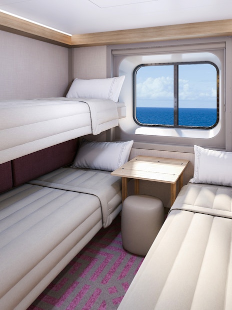 Oceanview Stateroom with bunk beds on Disney Adventure Cruise from Singapore.