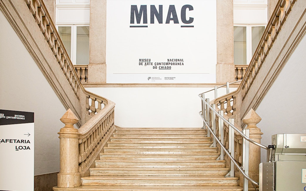 Staircase leading to the entrance of the National Museum of Contemporary Art in Lisbon.