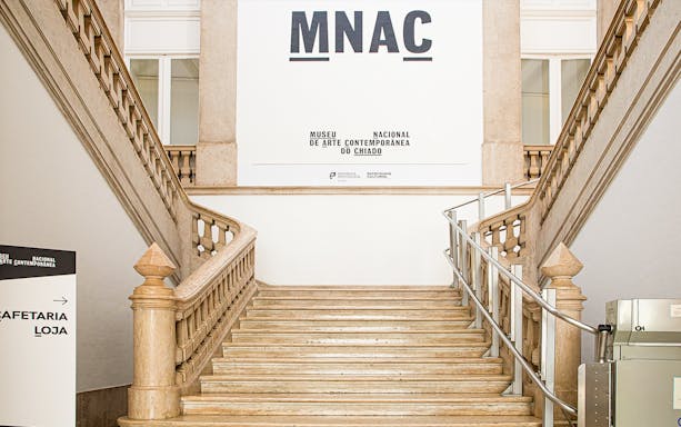 Staircase leading to the entrance of the National Museum of Contemporary Art in Lisbon.
