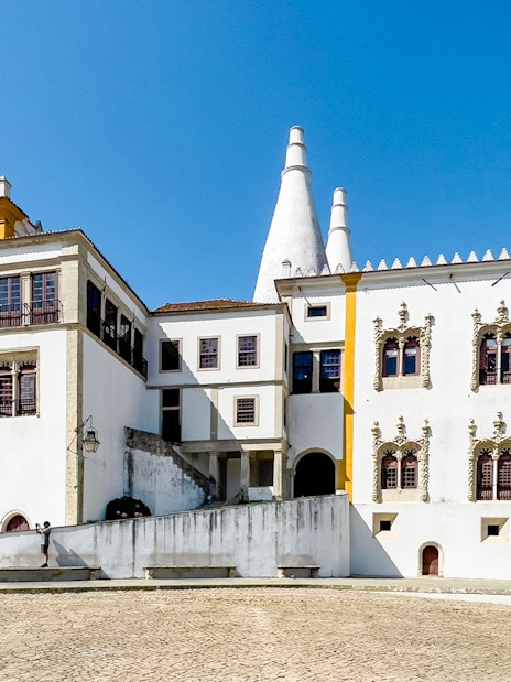 National Palace of Sintra with unique chimneys, part of Lisbon full-day tour.