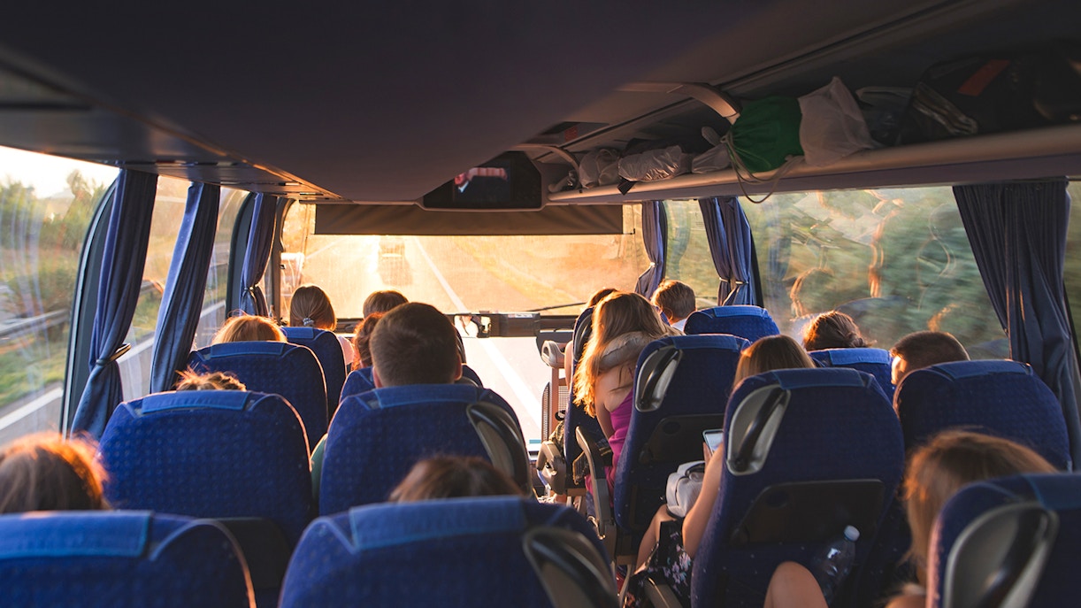 Tourists on the bus of Cinque Terre