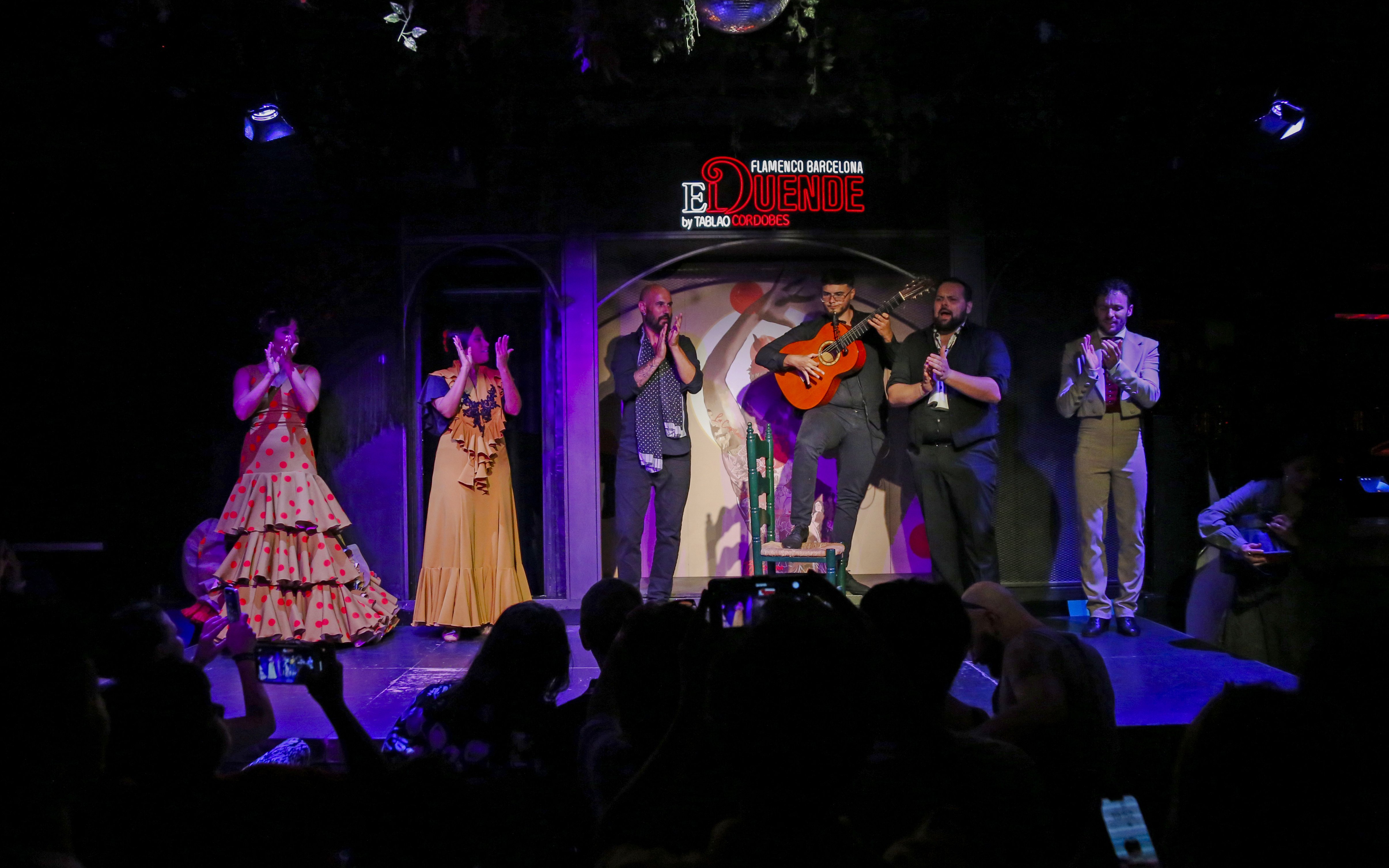 Flamenco performers on stage at El Duende by Tablao Cordobes in Barcelona.