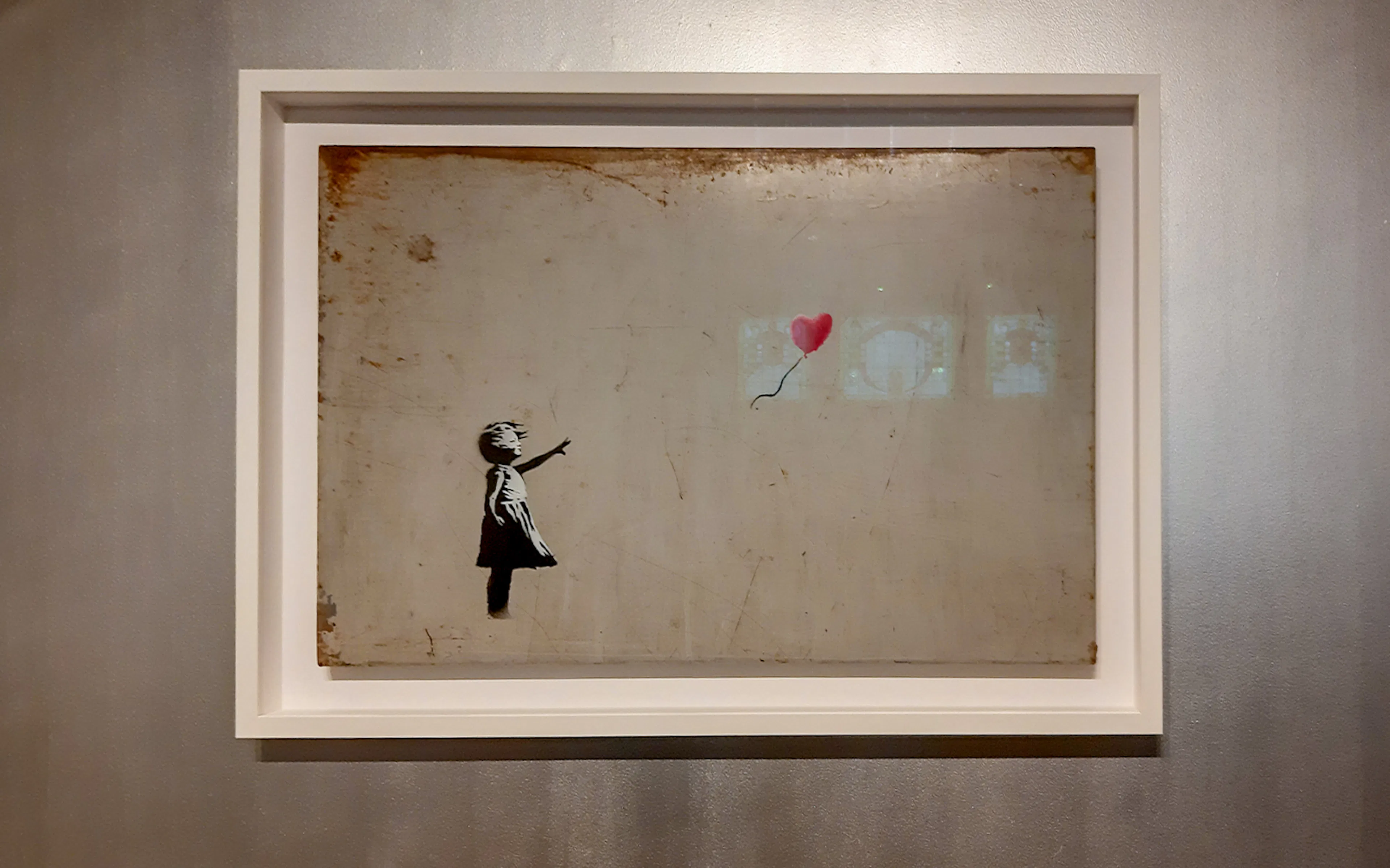 Banksy's "Girl with Balloon" at Moco Museum, Amsterdam.