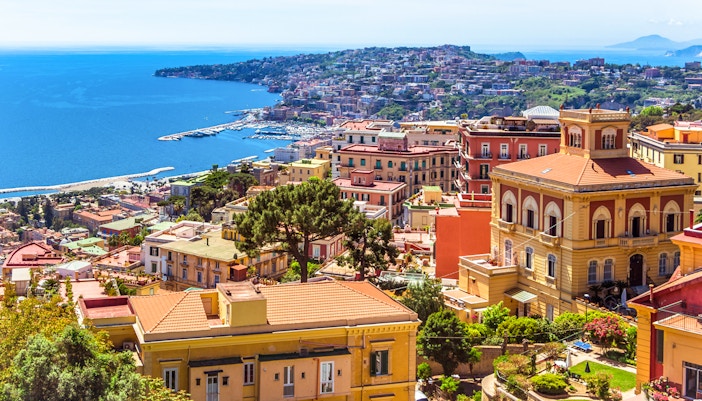 Naples cityscape with Pompeii ruins and underground tour highlights.
