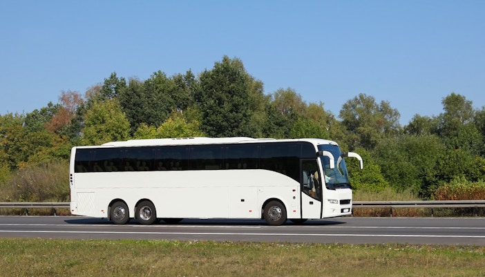 Bus on highway for Madrid to Puy du Fou España transfers