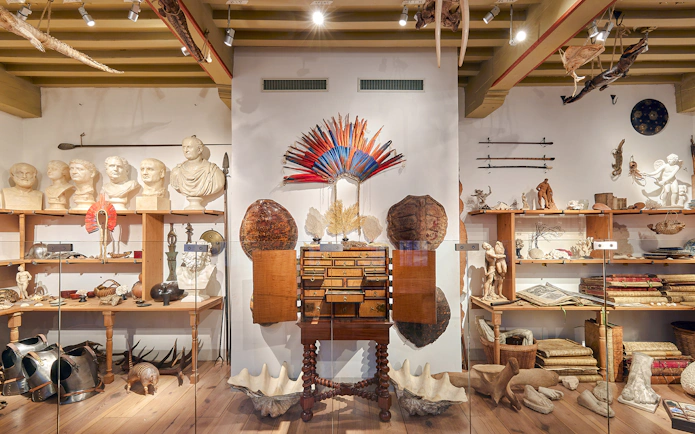 Artifacts and sculptures in Rembrandt House Museum, Amsterdam.