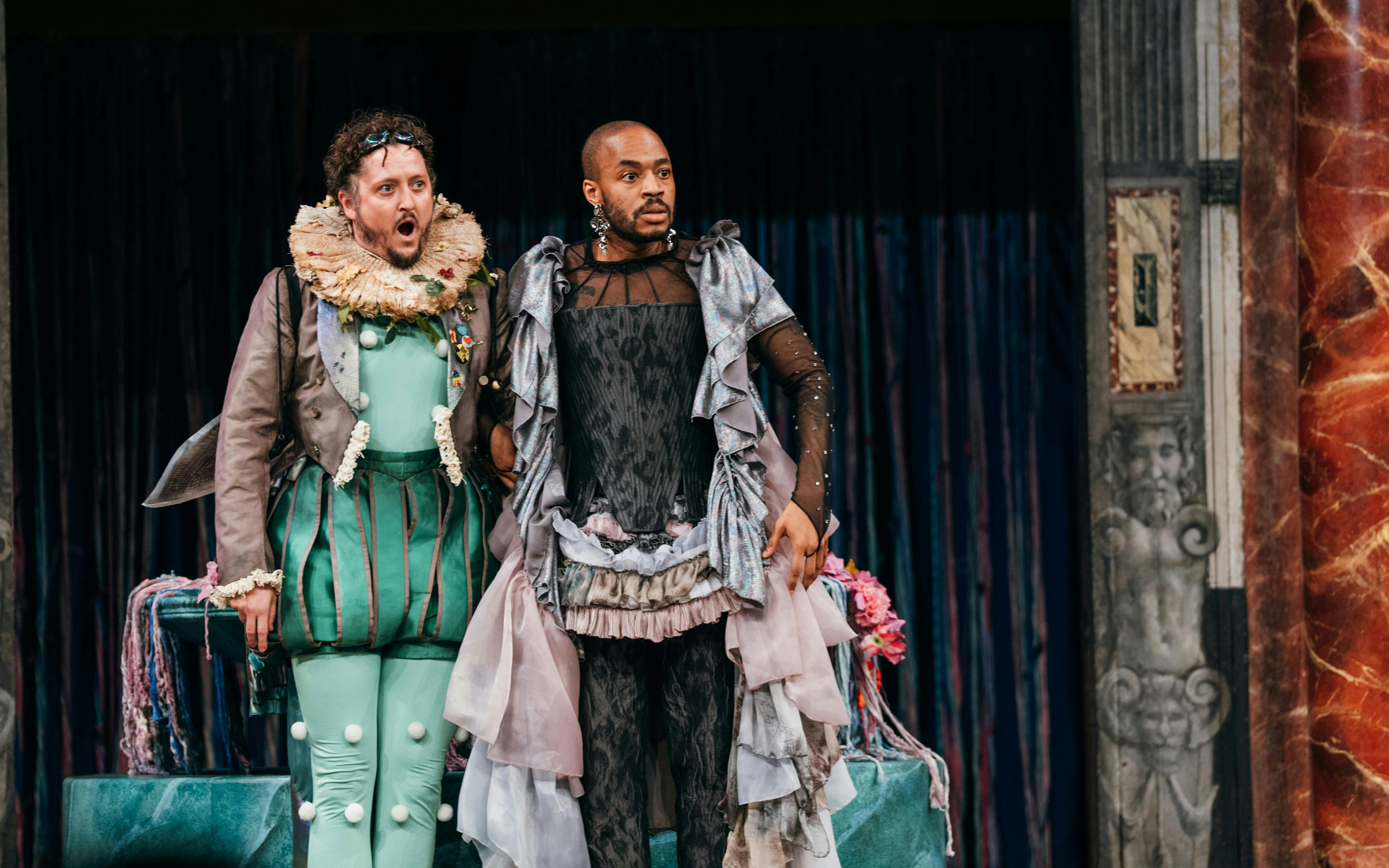 Actors performing A Midsummer Night’s Dream on West End stage.
