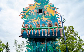 Children enjoying a colorful ride at SeaWorld San Diego.