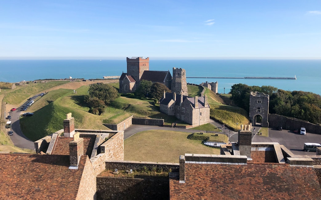 Dover Castle overlooking the English Channel, view from London tour.