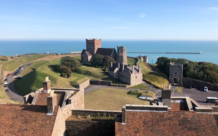 Dover Castle overlooking the English Channel, view from London tour.