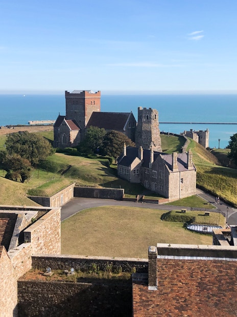 Dover Castle overlooking the English Channel, view from London tour.