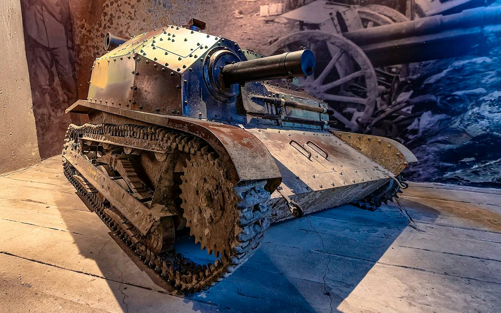 Tank display at the beginning of war exhibit in Oskar Schindler's Factory, Krakow.