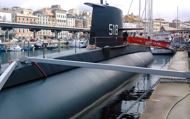 Submarine exhibit at Galata Museo del Mare, Genoa, Italy.
