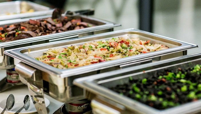 Lunch buffet spread.