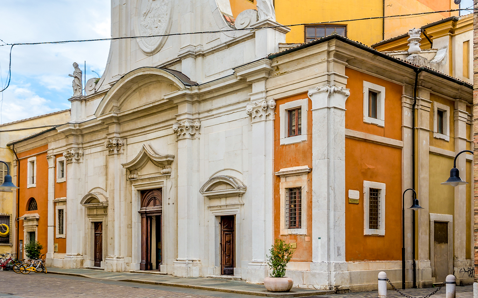 Church of Santa Maria del Suffragio facade in Ravenna, Italy, showcasing Baroque architecture