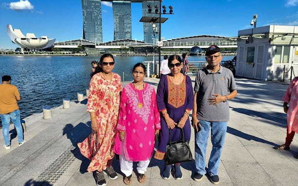 Group of tourists at Marina Bay Sands, Singapore City Tour.