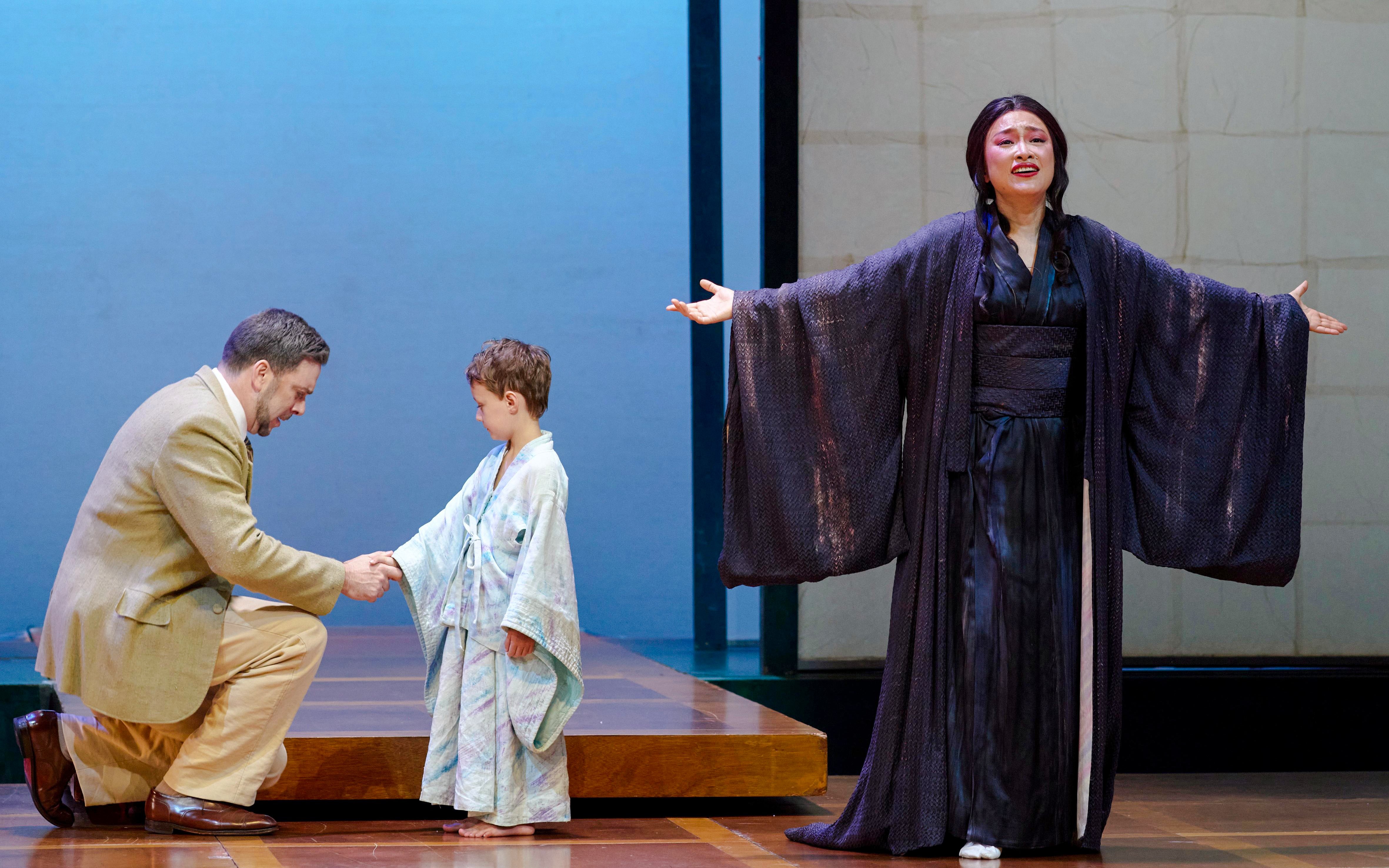 Stage scene from Madama Butterfly in Sydney with performers in traditional attire.