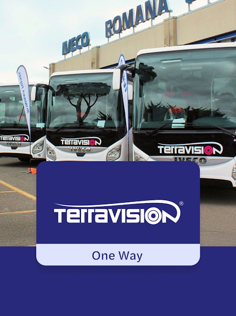 Terravision buses at Milan Malpensa Airport for transfers to Milan Center.
