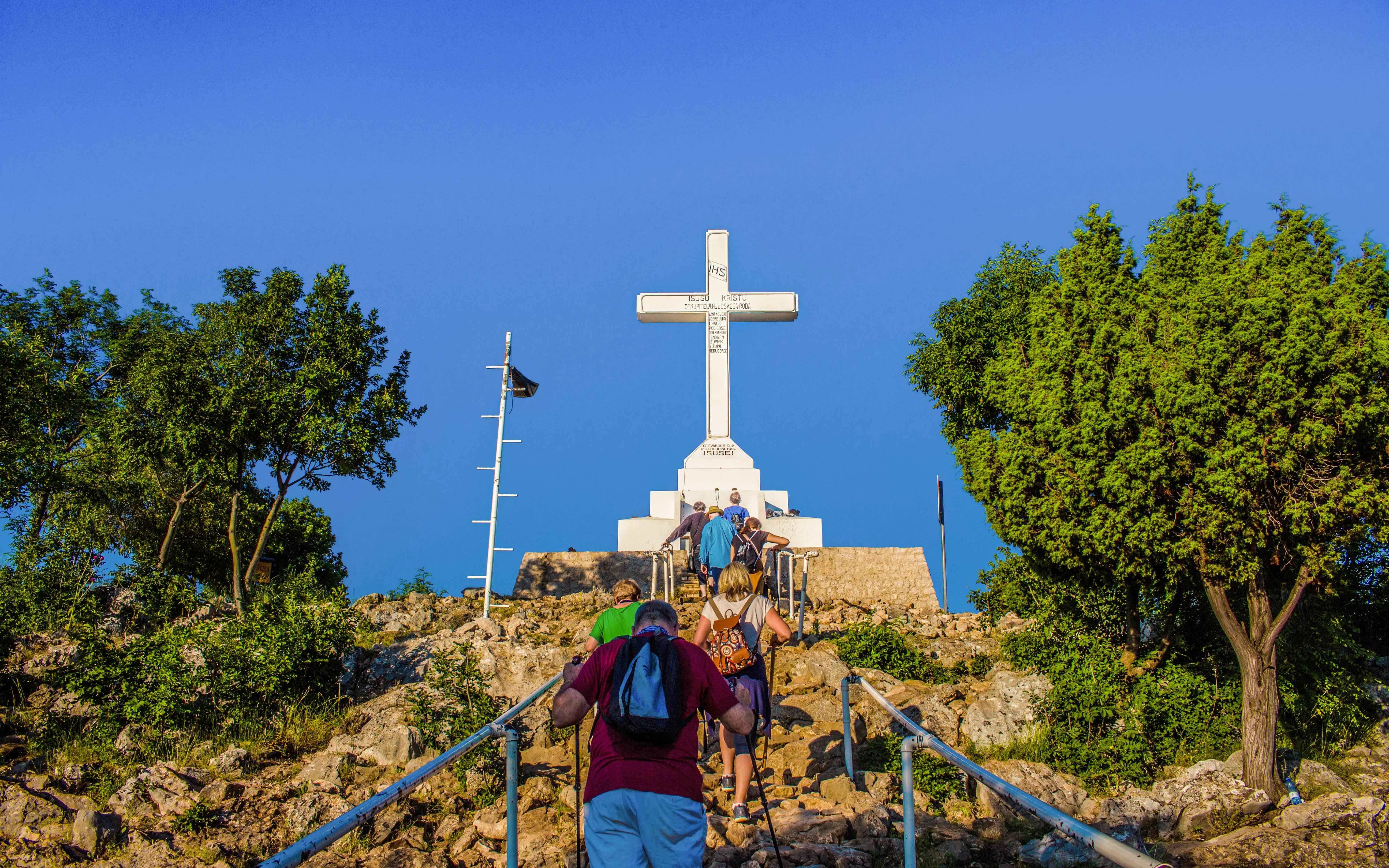 Pilgrims ascending Cross Hill in Medjugorje, Bosnia and Herzegovina.