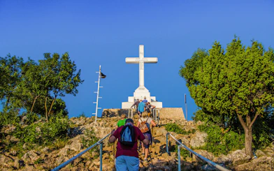 Pilgrims ascending Cross Hill in Medjugorje, Bosnia and Herzegovina.