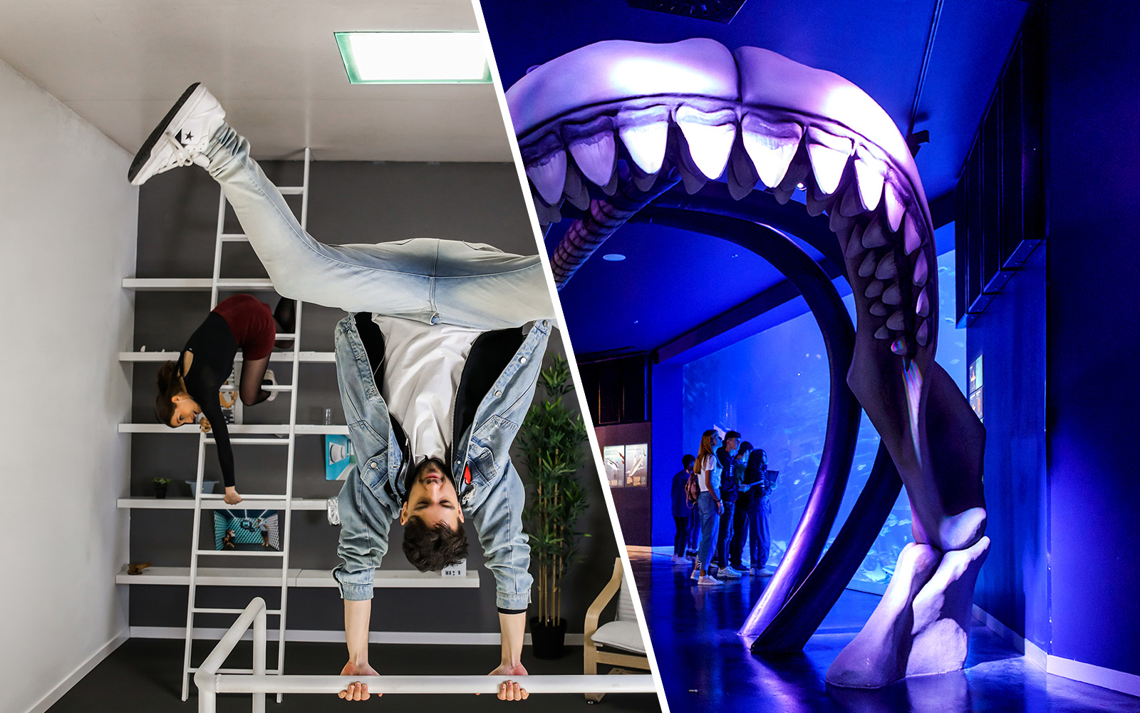 Visitors exploring interactive exhibits at Madrid Museum of Illusions and Atlantis Aquarium Madrid.