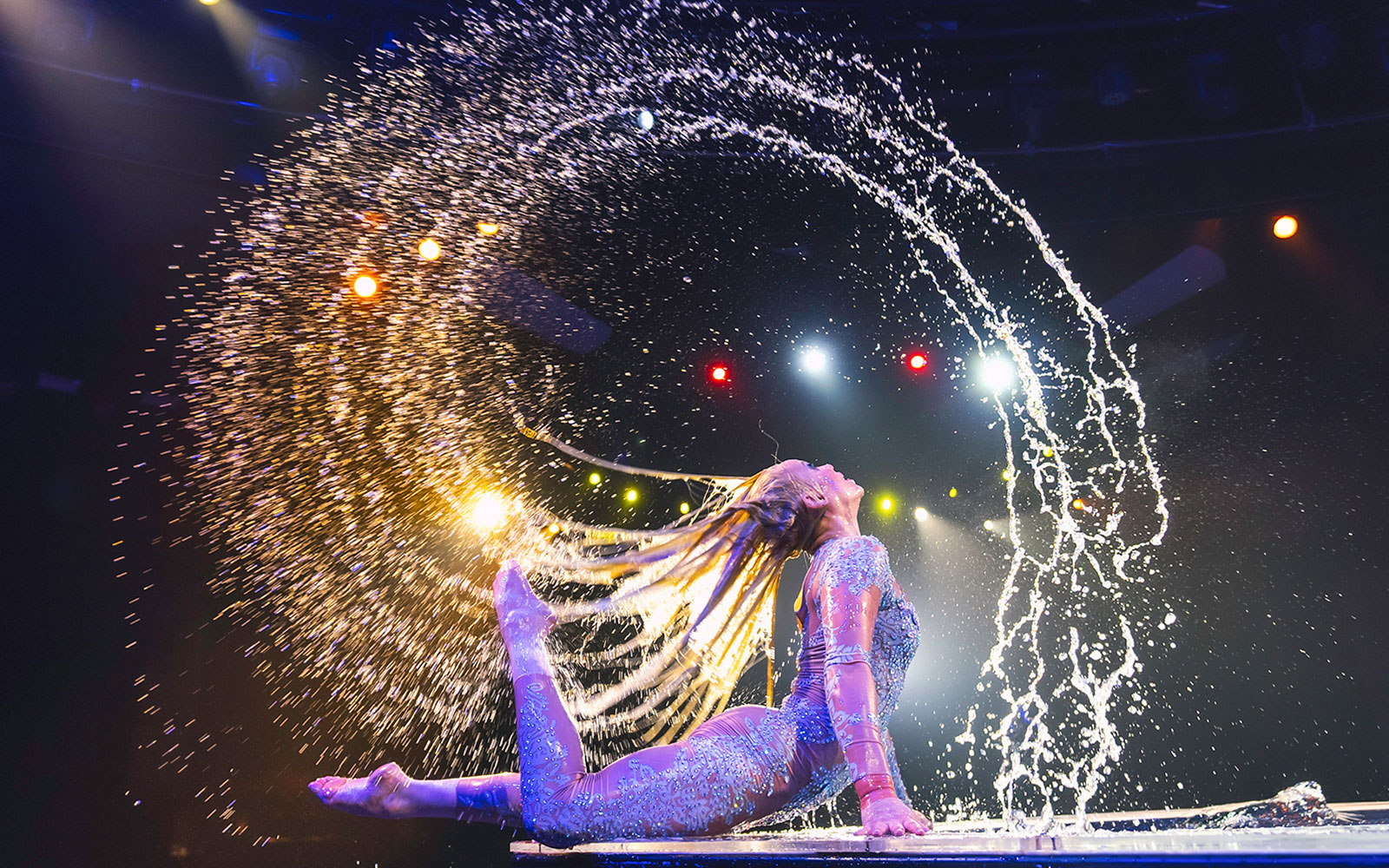 Performer in water acrobatics at WOW: The Vegas Spectacular show.