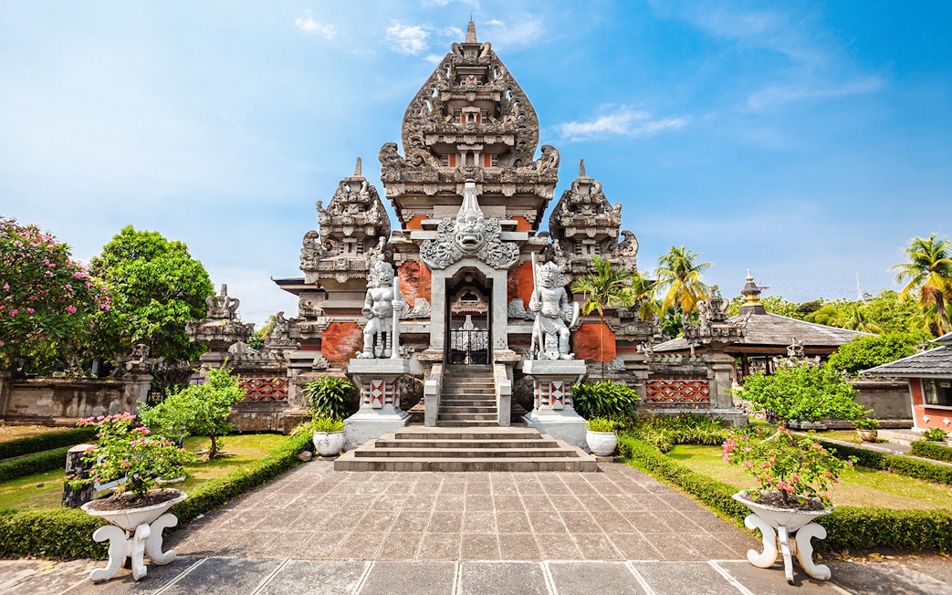 Traditional Indonesian temple architecture at Taman Mini Indonesia, Jakarta.