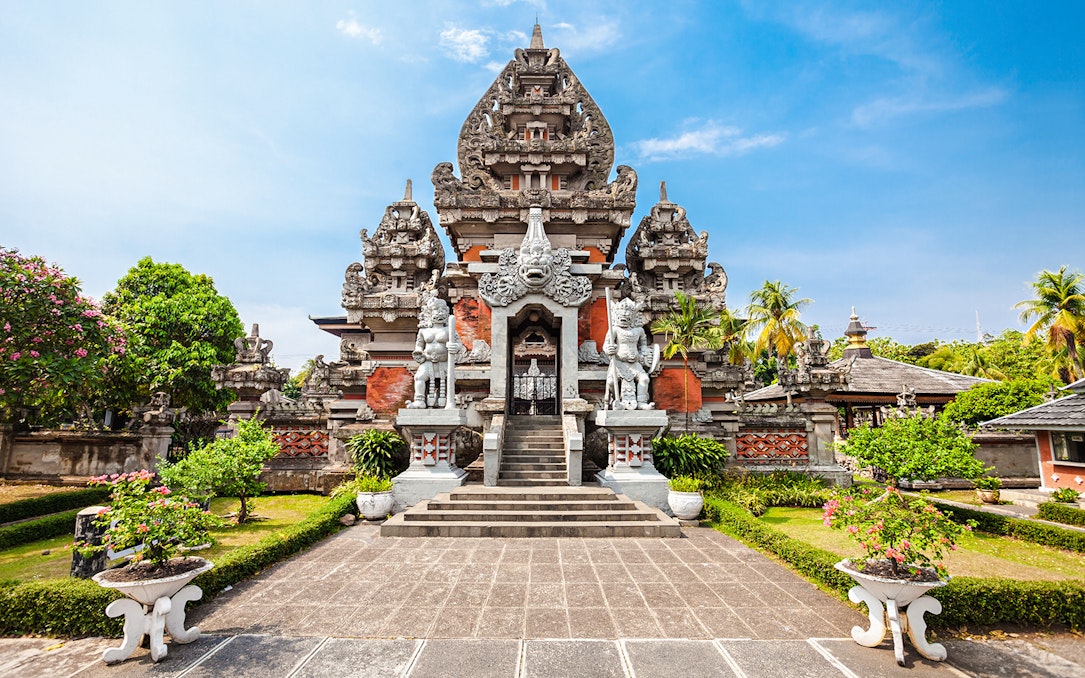 Traditional Indonesian temple architecture at Taman Mini Indonesia, Jakarta.