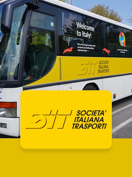 SIT shuttle bus parked at Ciampino Airport for transport to Roma Termini.
