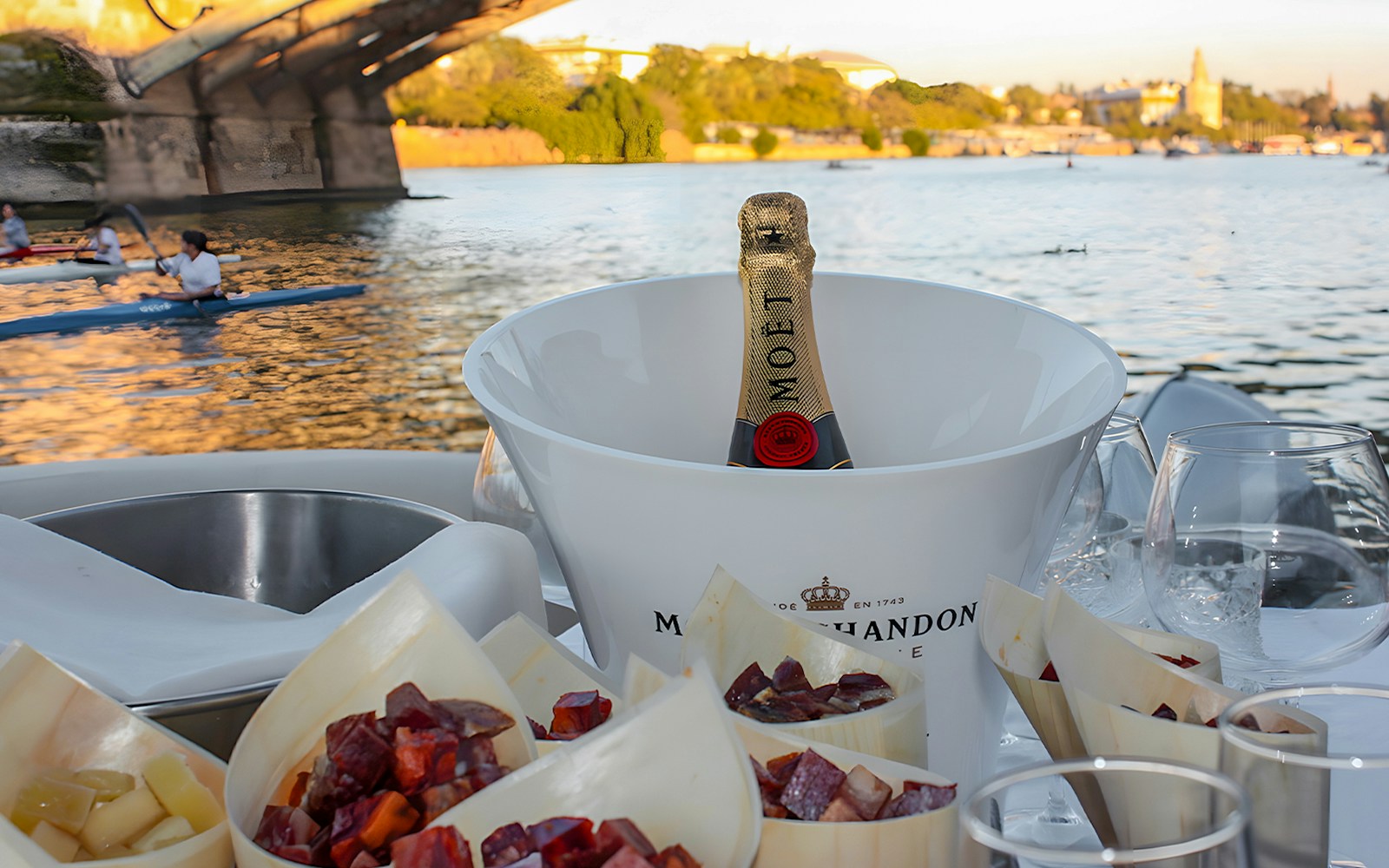 Guadalquivir River cruise with tapas, champagne, and scenic views of Seville.