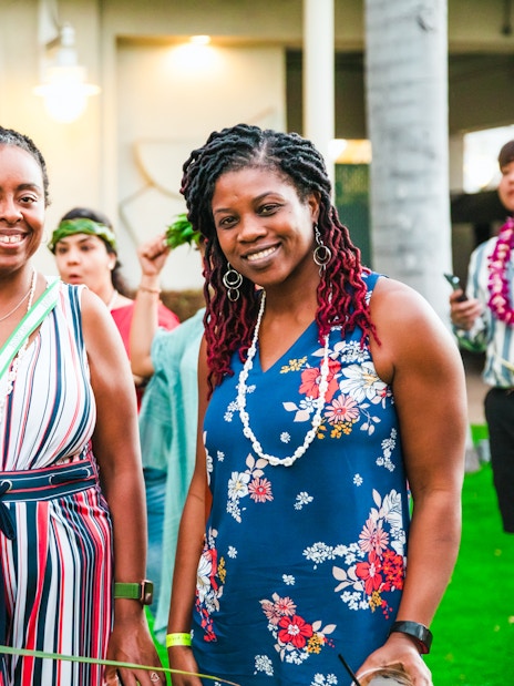 Guests enjoying a traditional Hawaiian luau at Moana Luau, Hawaii.