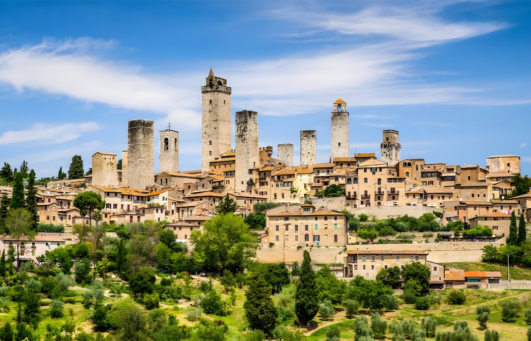 Vineyards and rolling hills on a Florence to Chianti tour in Tuscany, Italy.