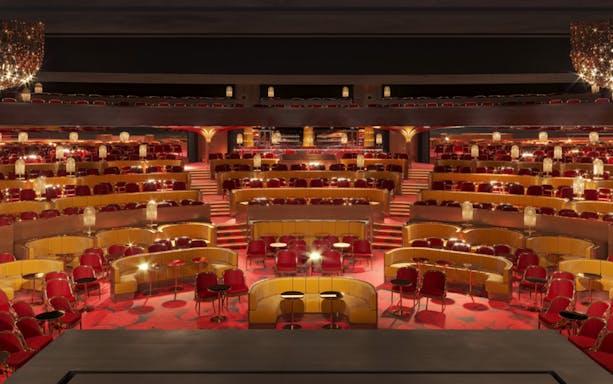 Lido 2 Paris theater seating for "A Funny Thing Happened on the Way to the Forum" musical.