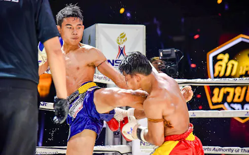 Muay Thai fighters in action at Rawai Muay Thai Boxing Camp.