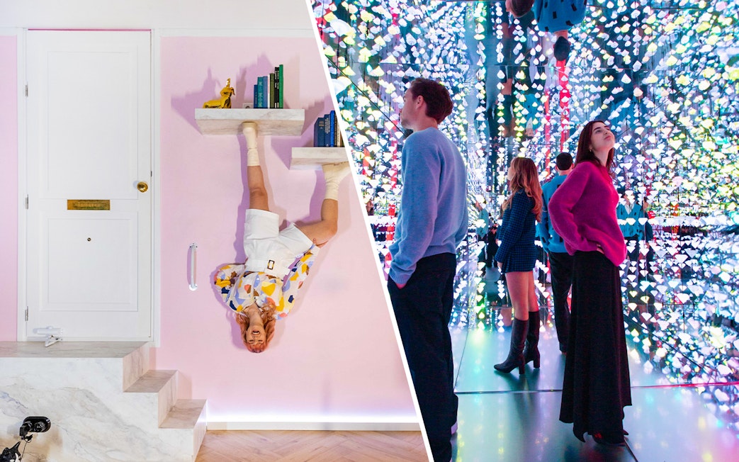 Upside Down room and light installation at Moco Museum, Amsterdam.