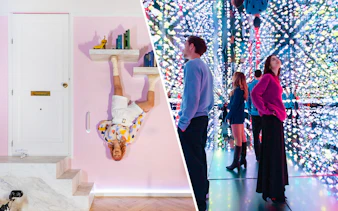 Upside Down room and light installation at Moco Museum, Amsterdam.