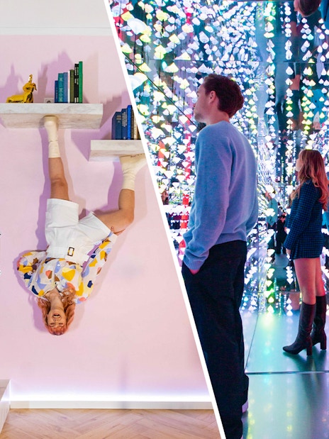 Upside Down room and light installation at Moco Museum, Amsterdam.